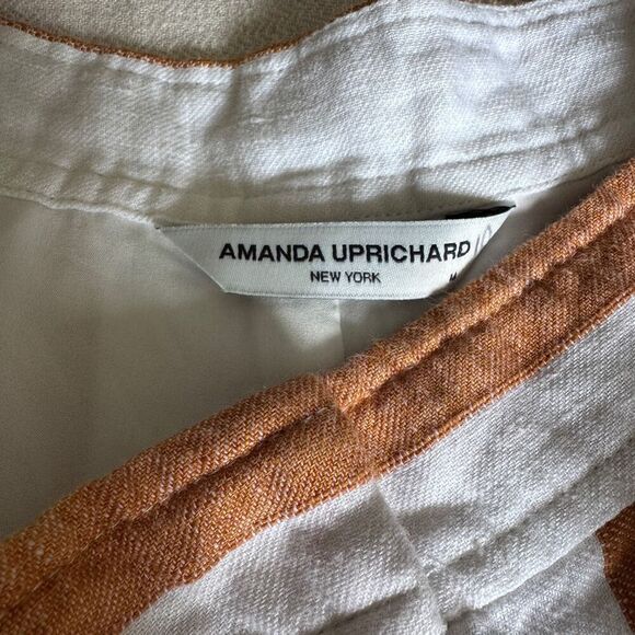 Amanda Uprichard Connor Striped Linen Blend Shorts M - Picture 6 of 7